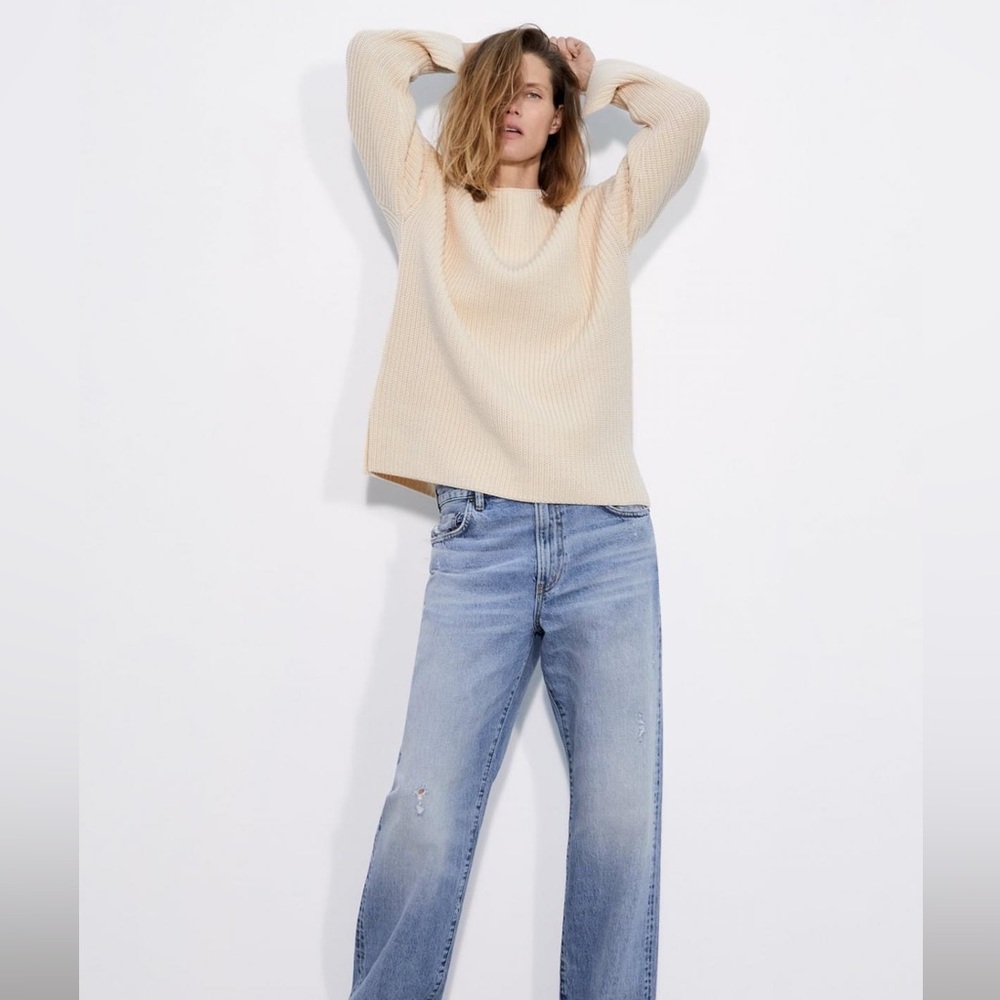 Zara Woman Knitwear Boatneck Knit Sweater - Ecru